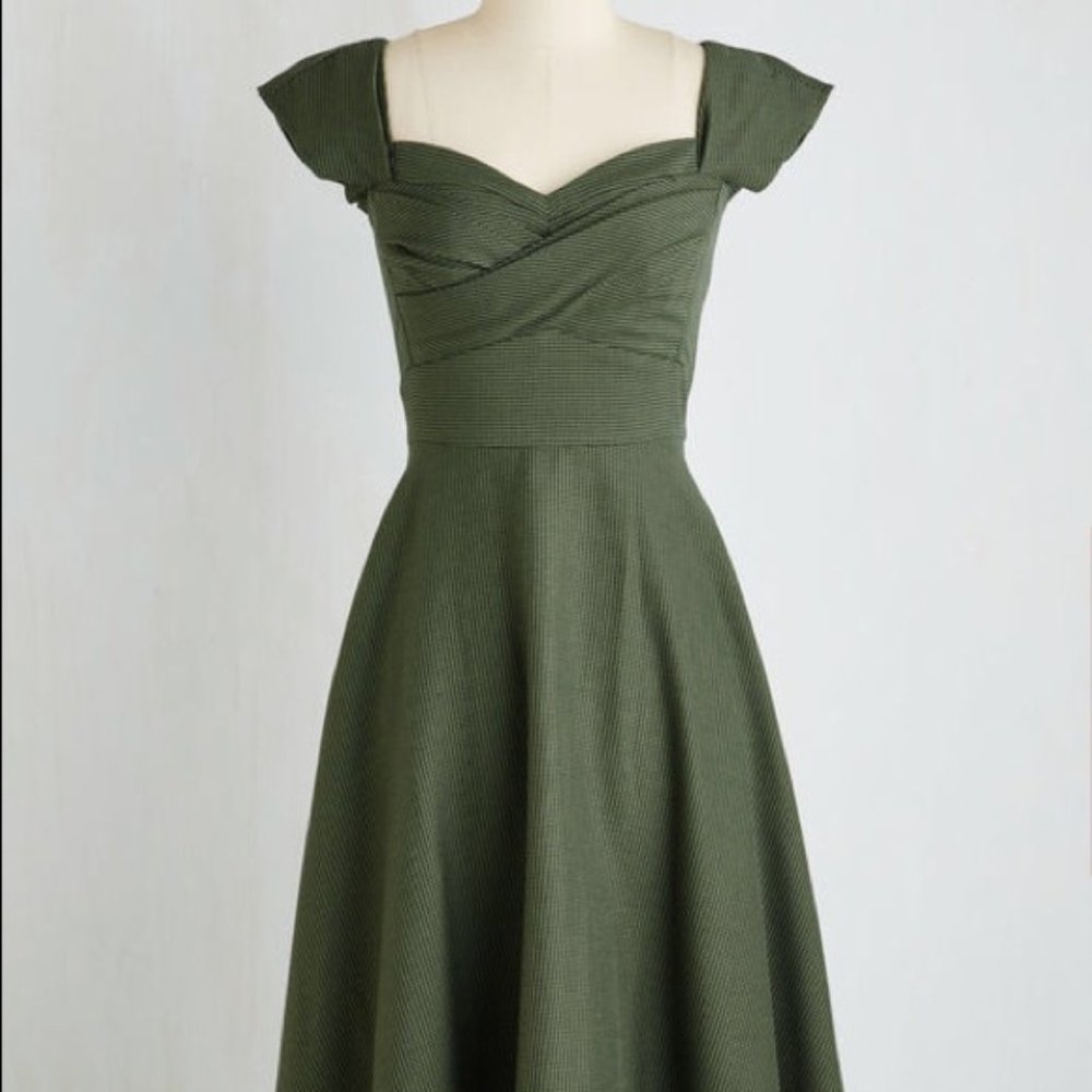 Stop staring houndstooth Olive swing dress  (lowest price - firm) LAST CHANCE